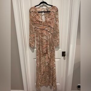 Elegant Tan and Pink Women's High Low Dress